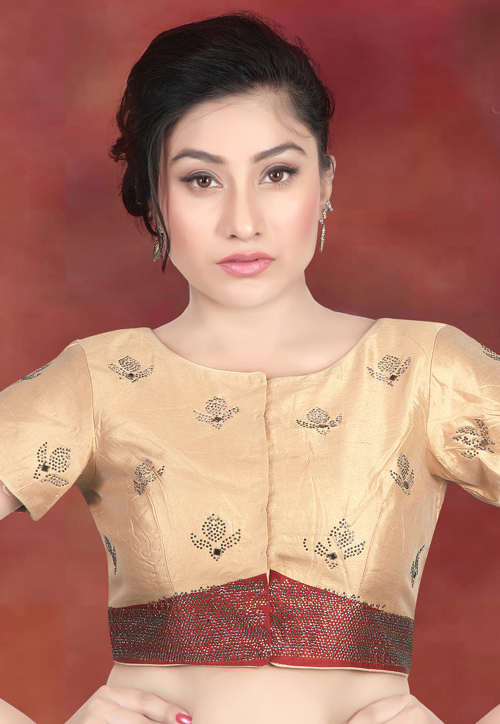 Beige Art Silk Readymade Blouse 172272