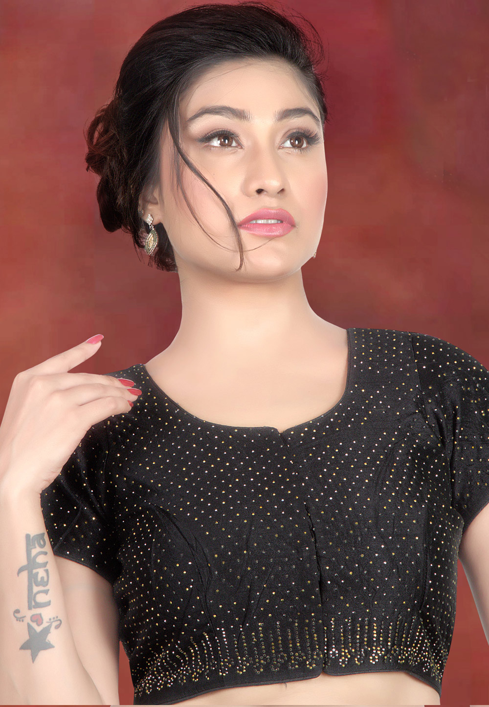 Black Art Silk Readymade Blouse 172273