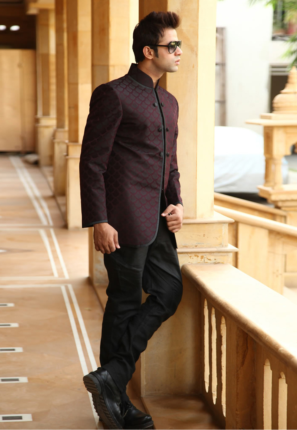 Wine Silk Readymade Jodhpuri Suit 204378
