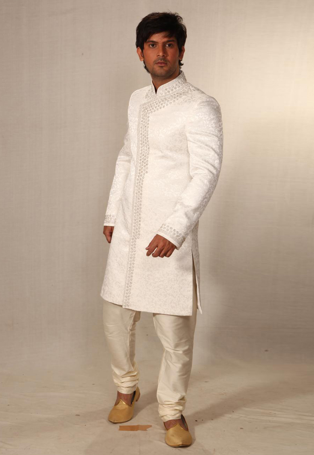 White Silk Readymade Jodhpuri Suit 204384