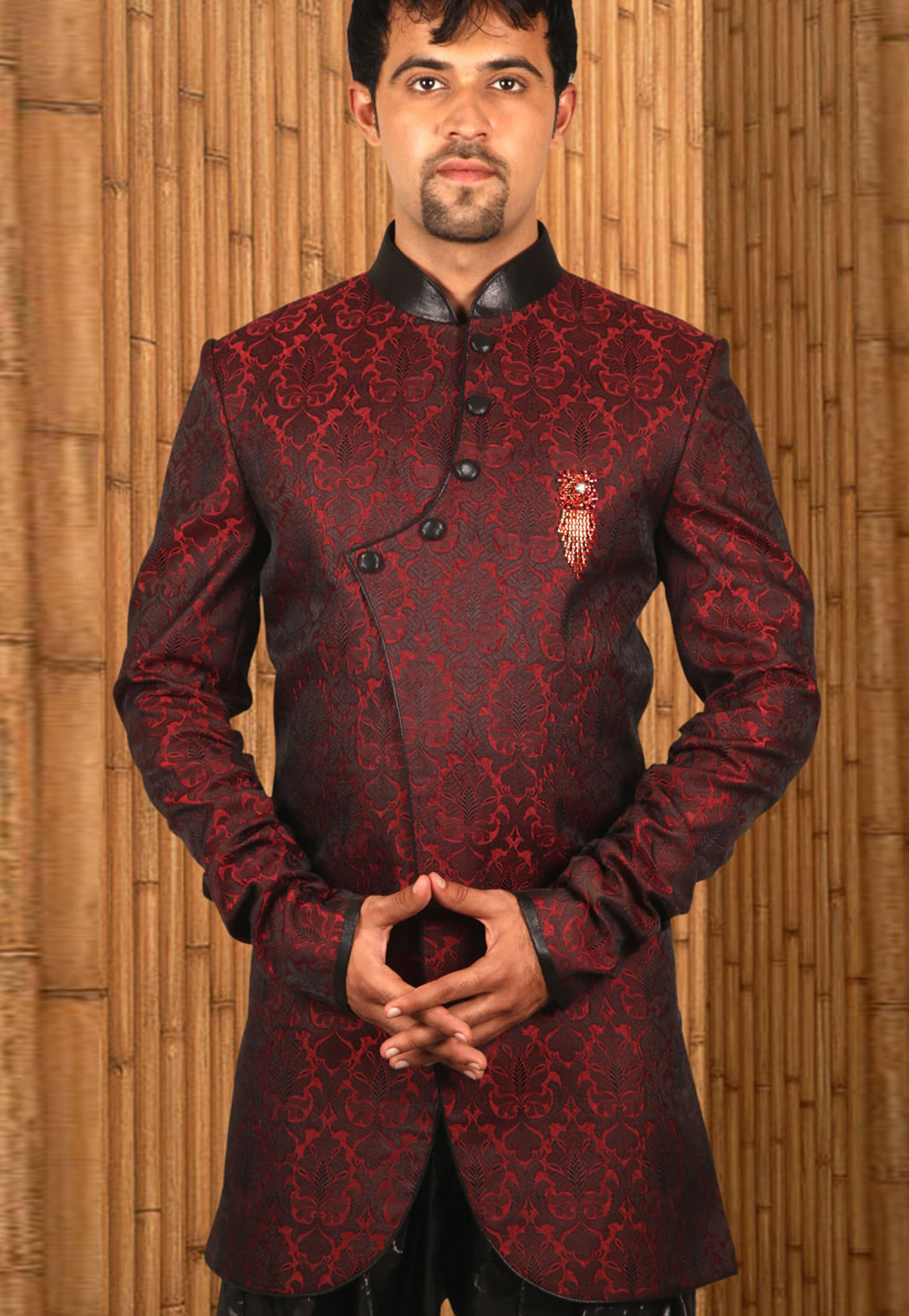 Maroon Dupion Readymade Jodhpuri Suit 204408