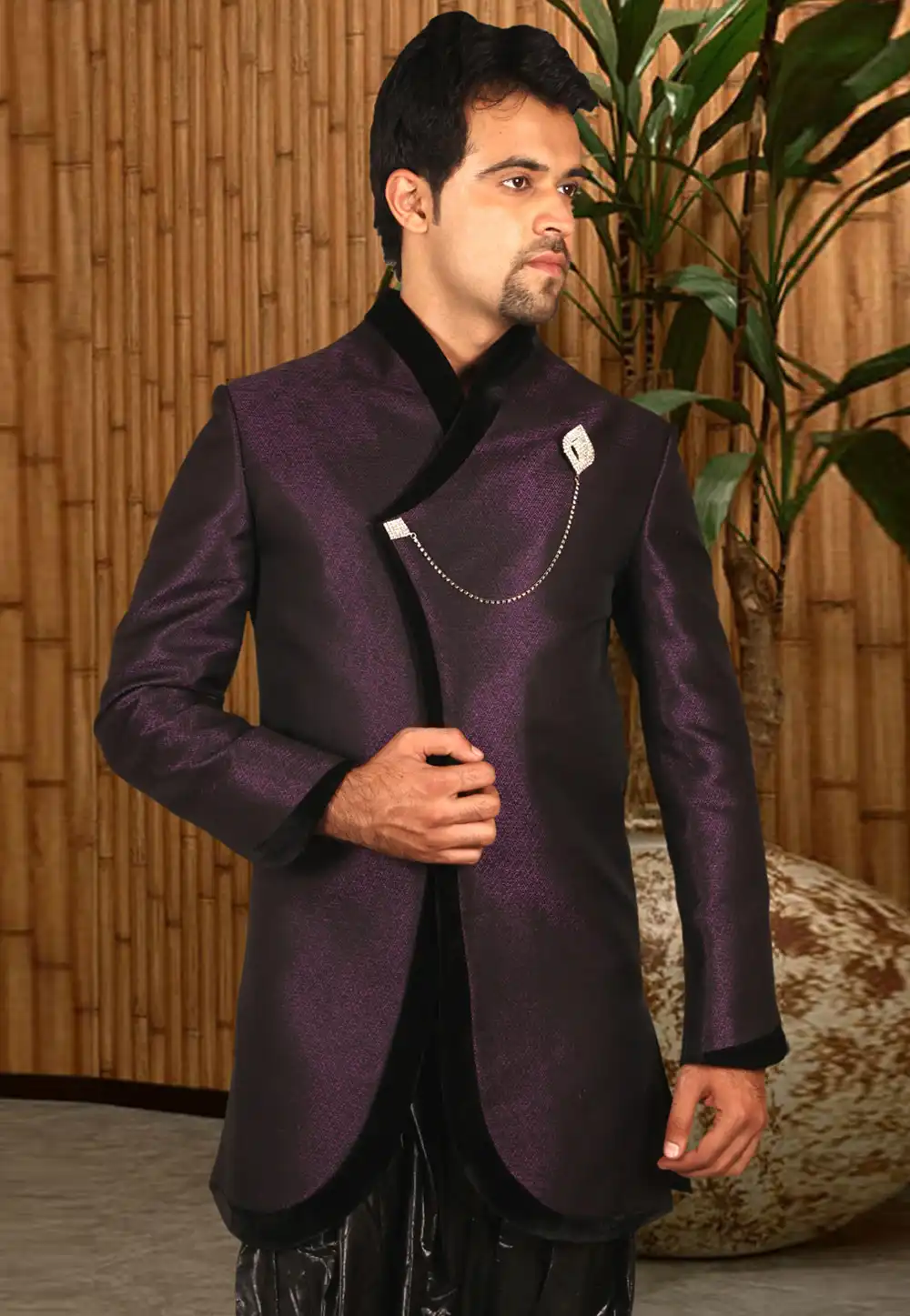 Purple Silk Readymade Jodhpuri Suit 204412