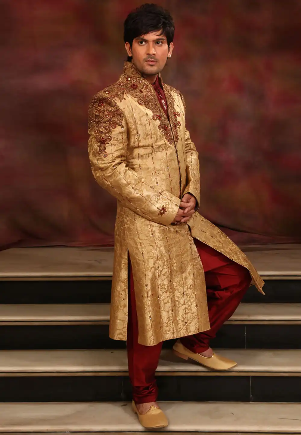 Golden Silk Readymade Sherwani 204328