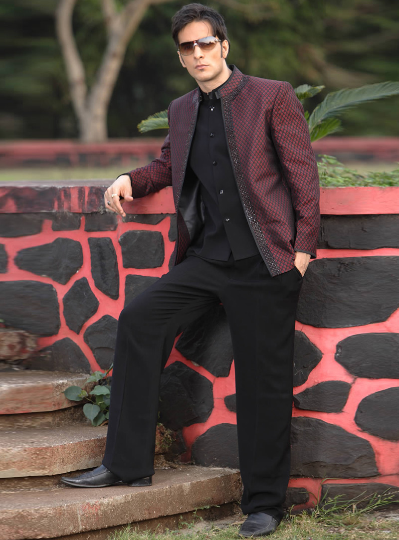 Black Art Silk Jodhpuri Suit 128020