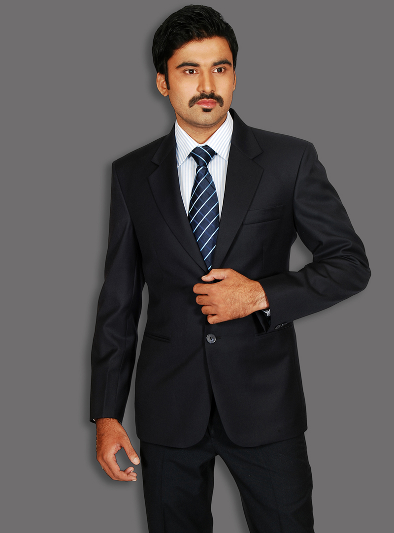 Navy Blue Wool Formal Suit 128021