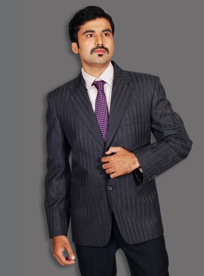 Black Wool Formal Suit 128035