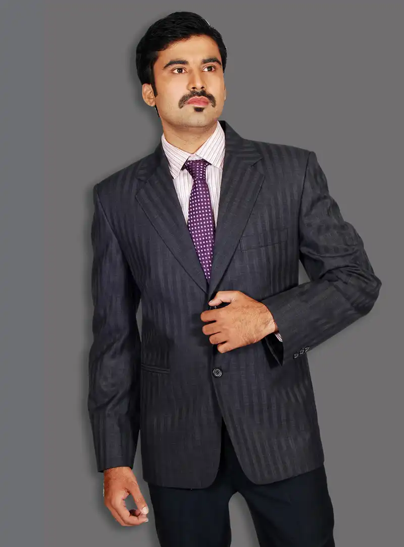 Black Wool Formal Suit 128035