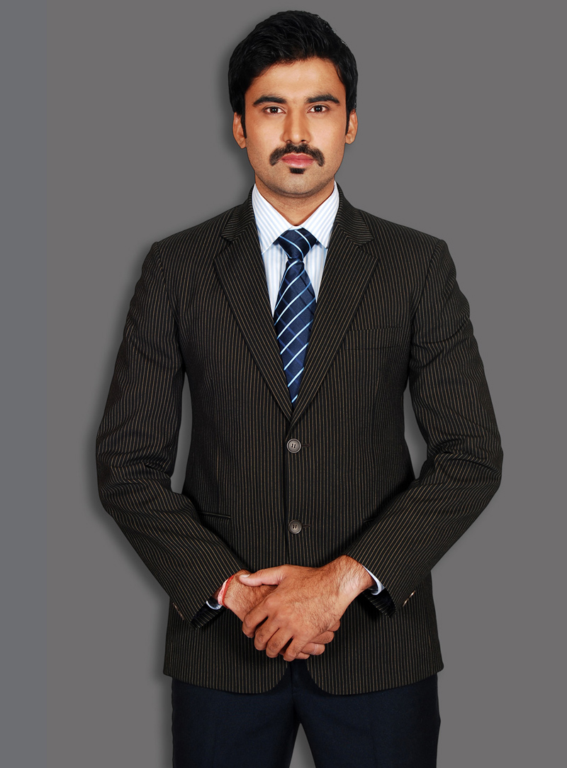 Black Wool Formal Suit 128036