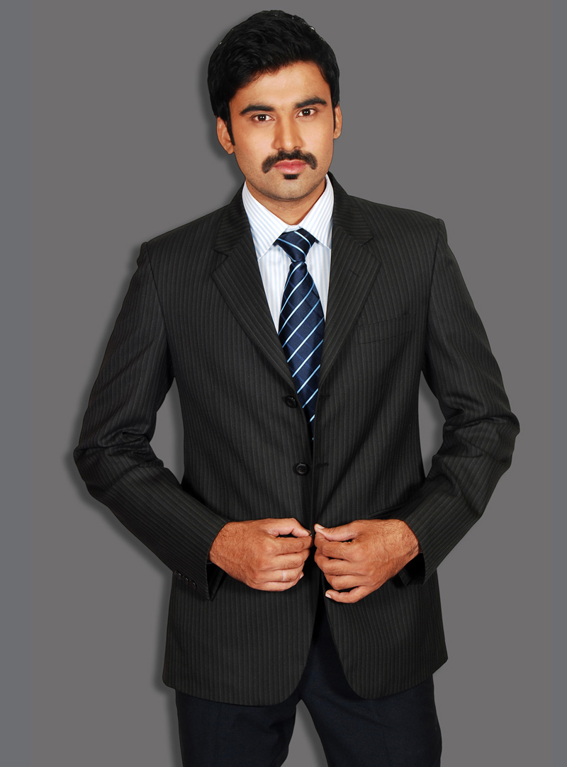 Black Wool Formal Suit 128037