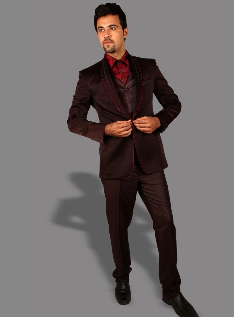 Brown Satin Tuxedos Suit 128040