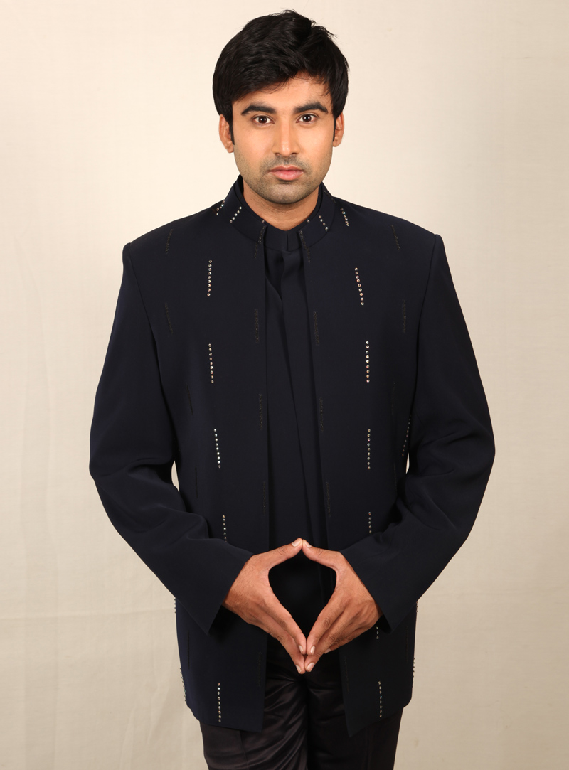 Navy Blue Imported Jodhpuri Suit 128056
