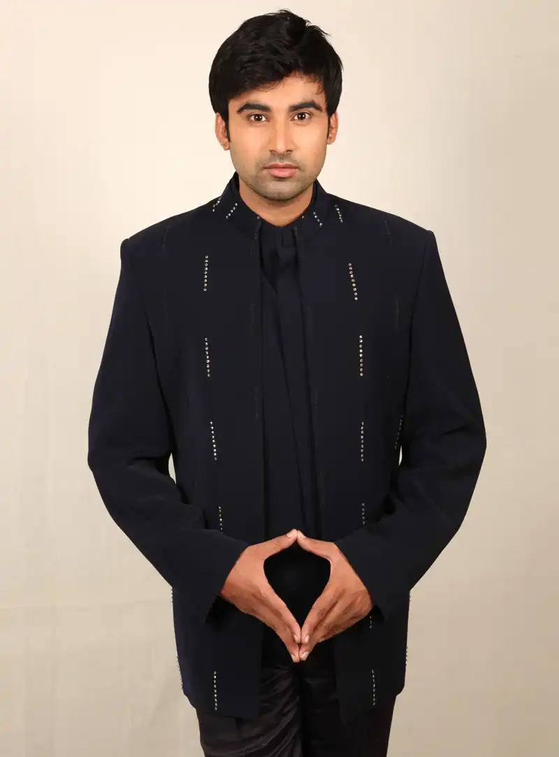 Navy Blue Imported Jodhpuri Suit 128056