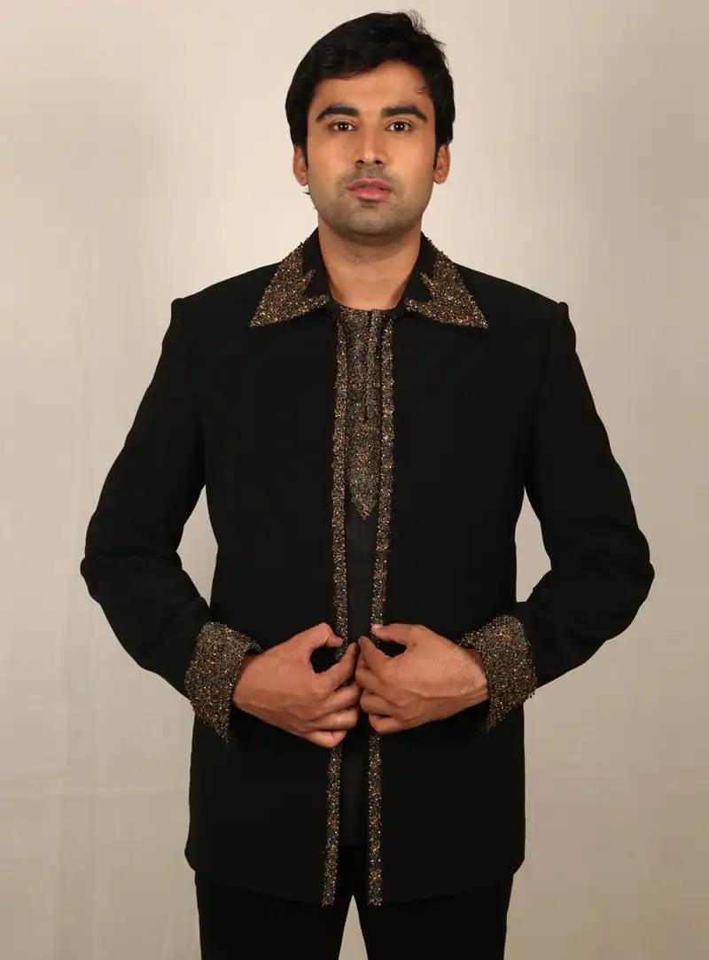 Black Imported Jodhpuri Suit 128060