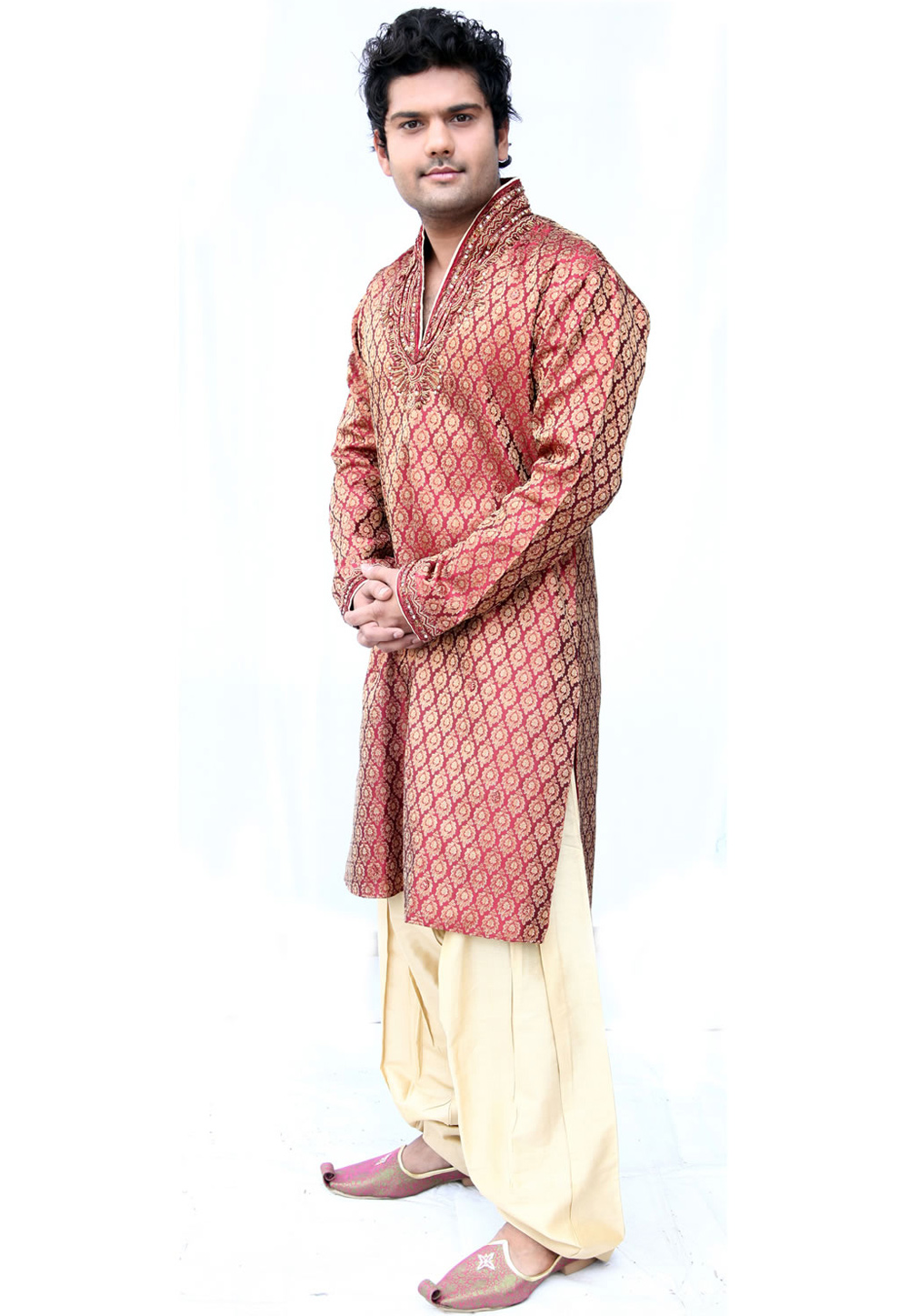 Maroon Silk Readymade Kurta Pajama 203625