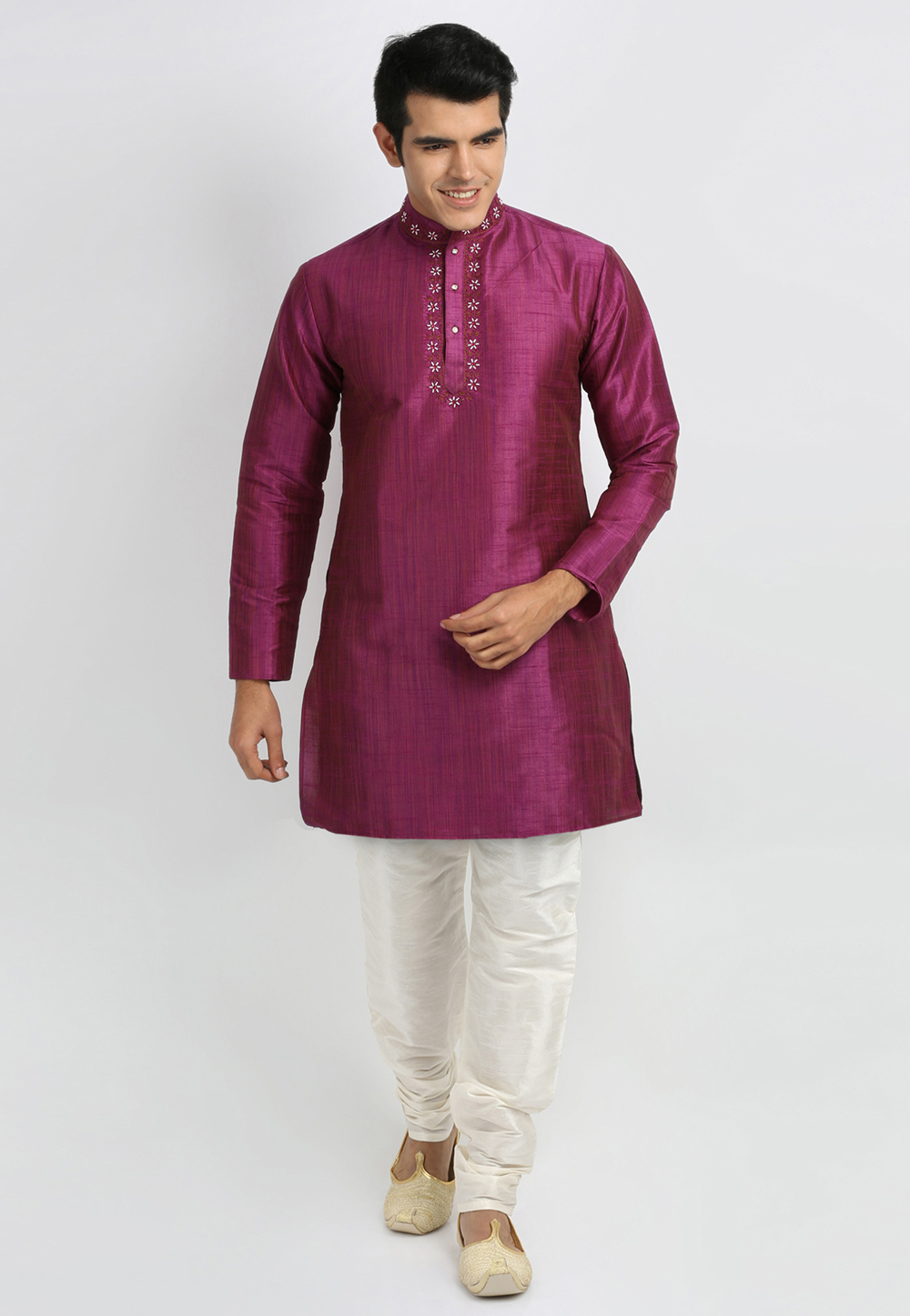 Magenta Art Silk Readymade Kurta Pajama 203633