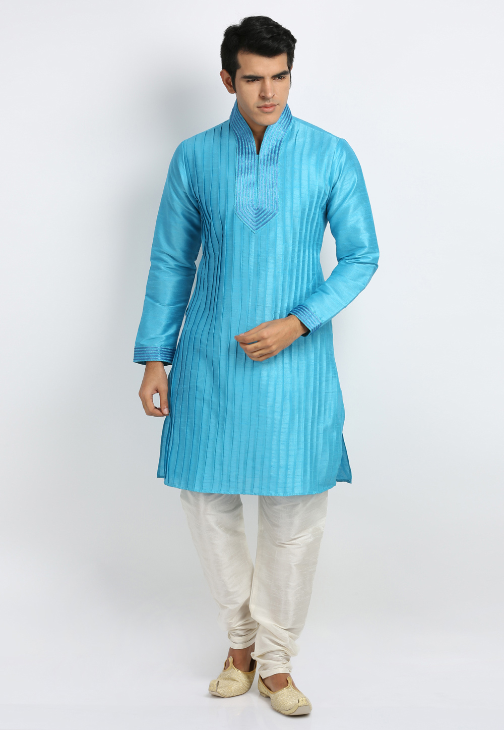 Aqua Art Silk Readymade Kurta Pajama 203644