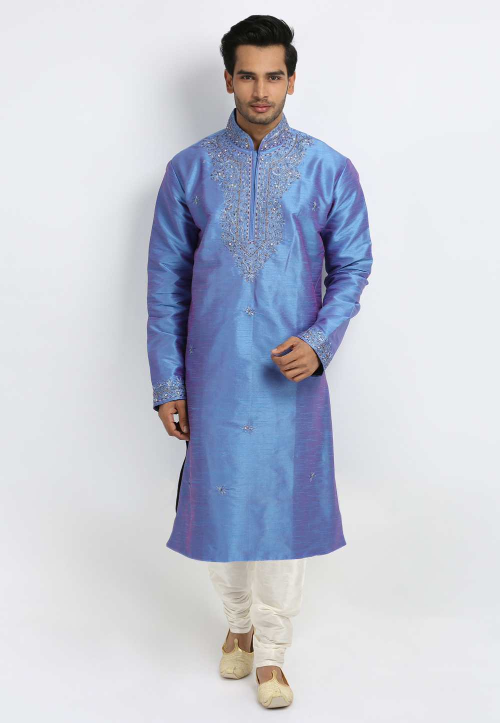 Blue Art Silk Readymade Kurta Pajama 203655