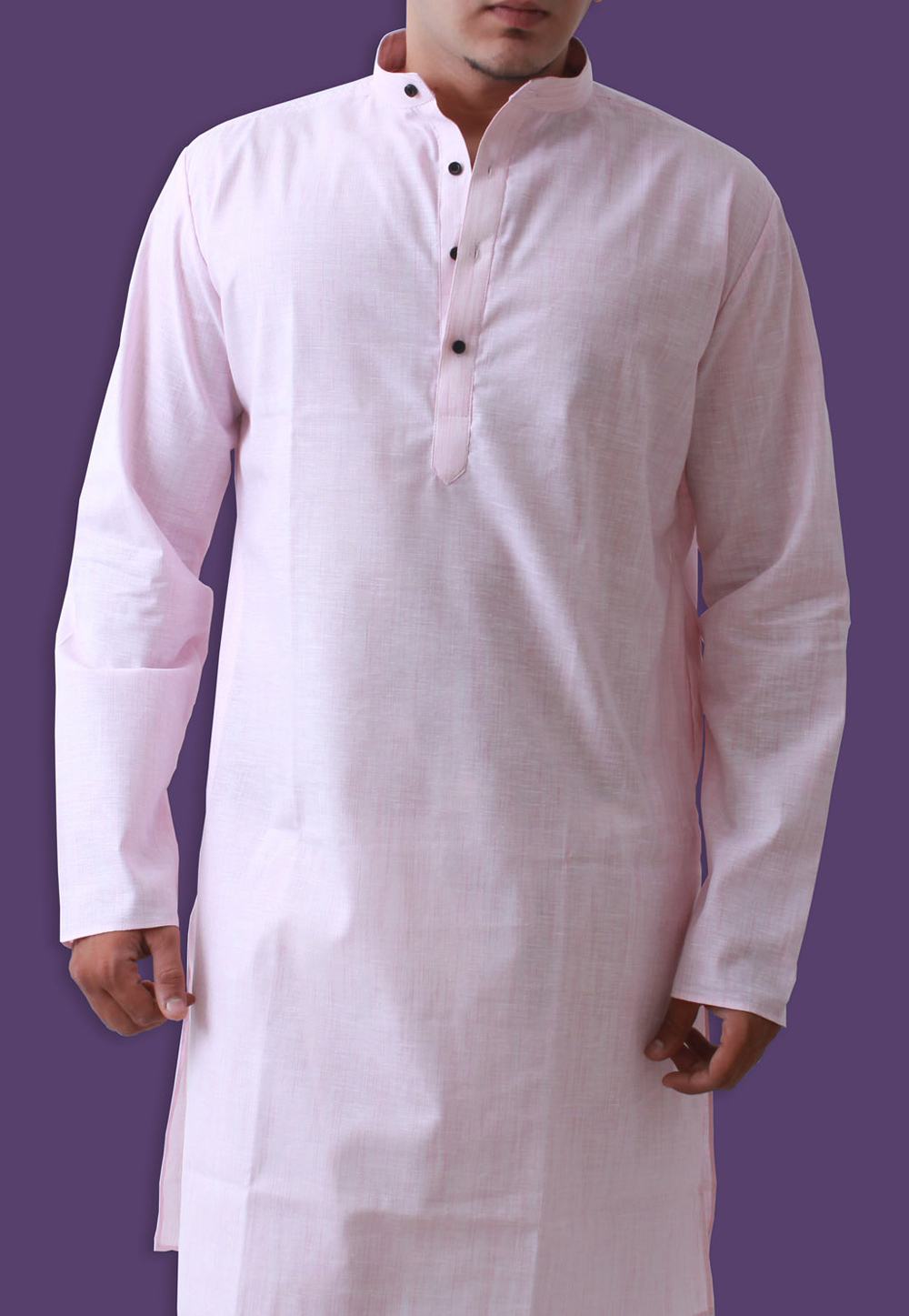 Light Pink Cotton Readymade Kurta Pajama 203661