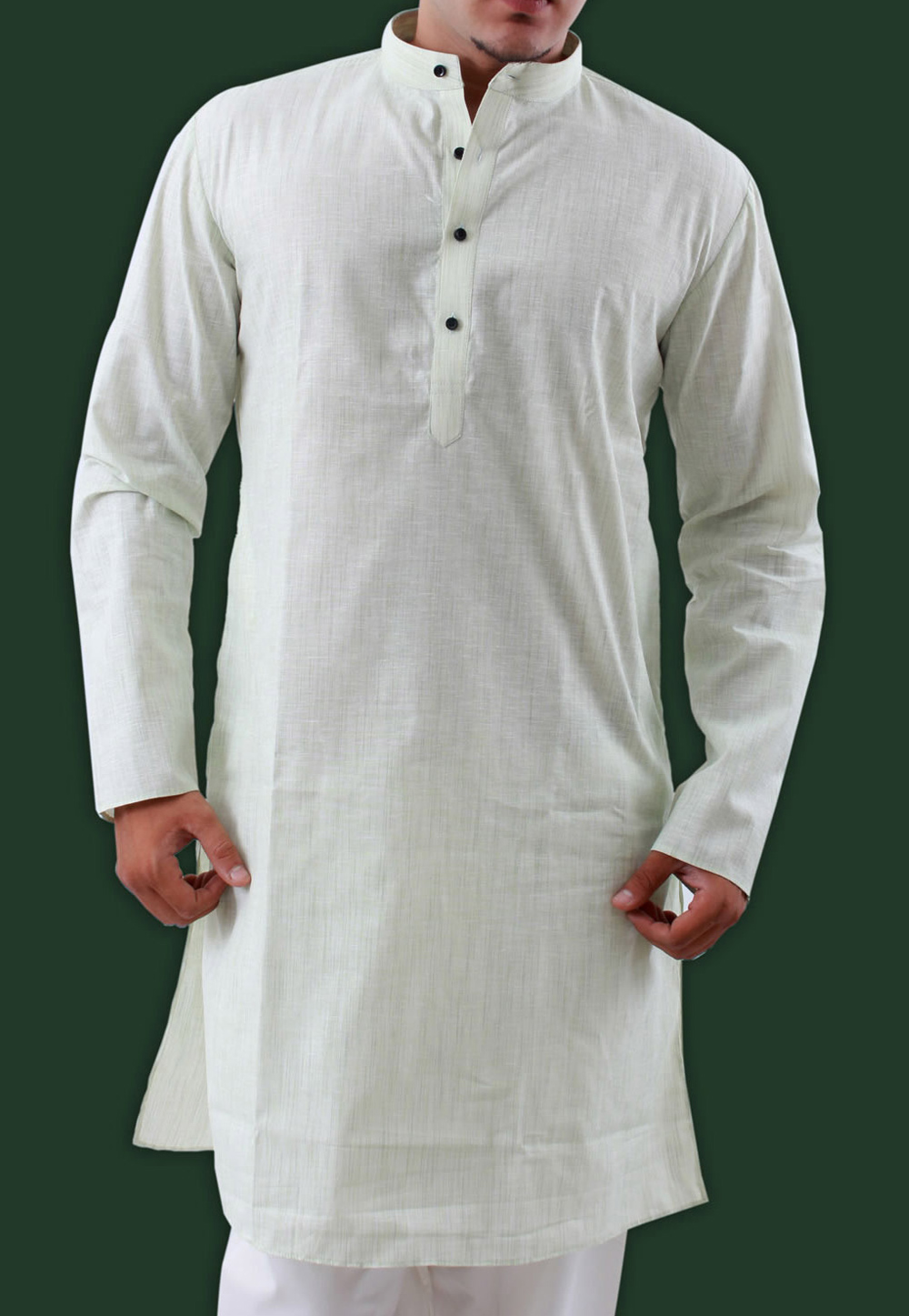 Light Green Cotton Readymade Kurta Pajama 203663