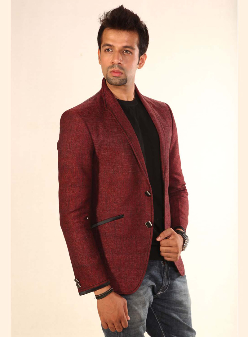 Maroon Linen Readymade Blazer 124510