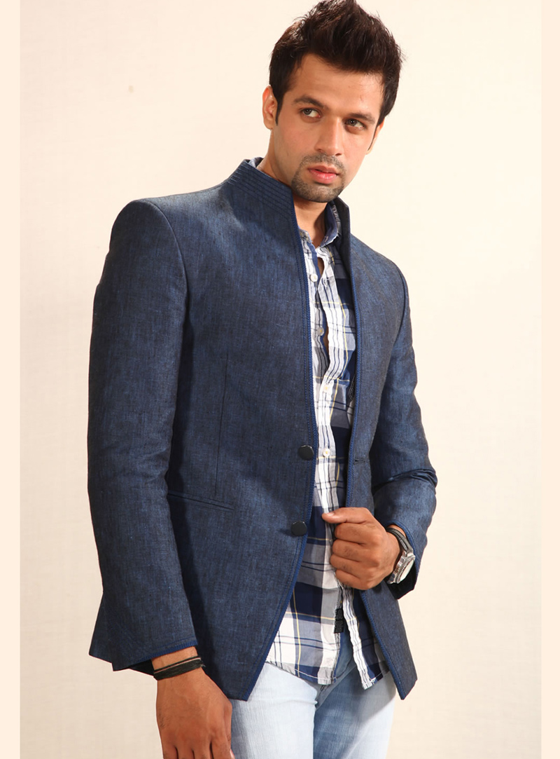 Blue Linen Readymade Blazer 124514