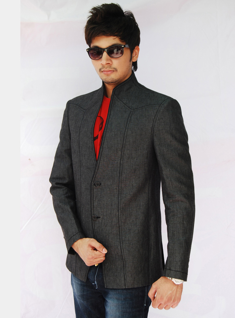 Grey Linen Readymade Blazer 124520