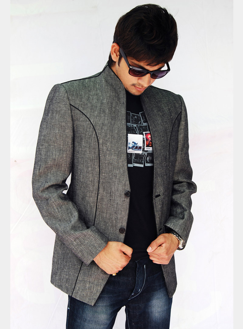 Grey Linen Readymade Blazer 124524