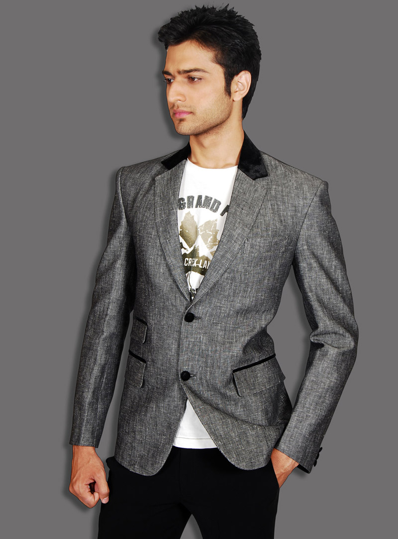 Grey Linen Readymade Blazer 124528