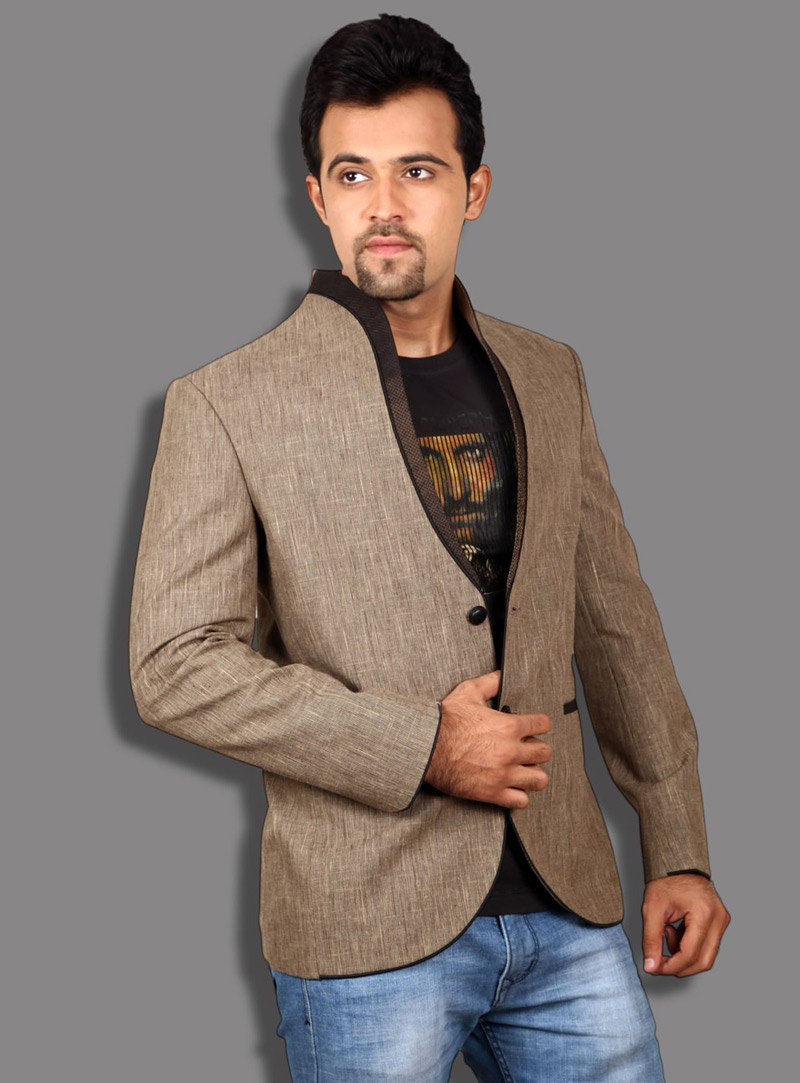 Beige Linen Readymade Blazer 124531