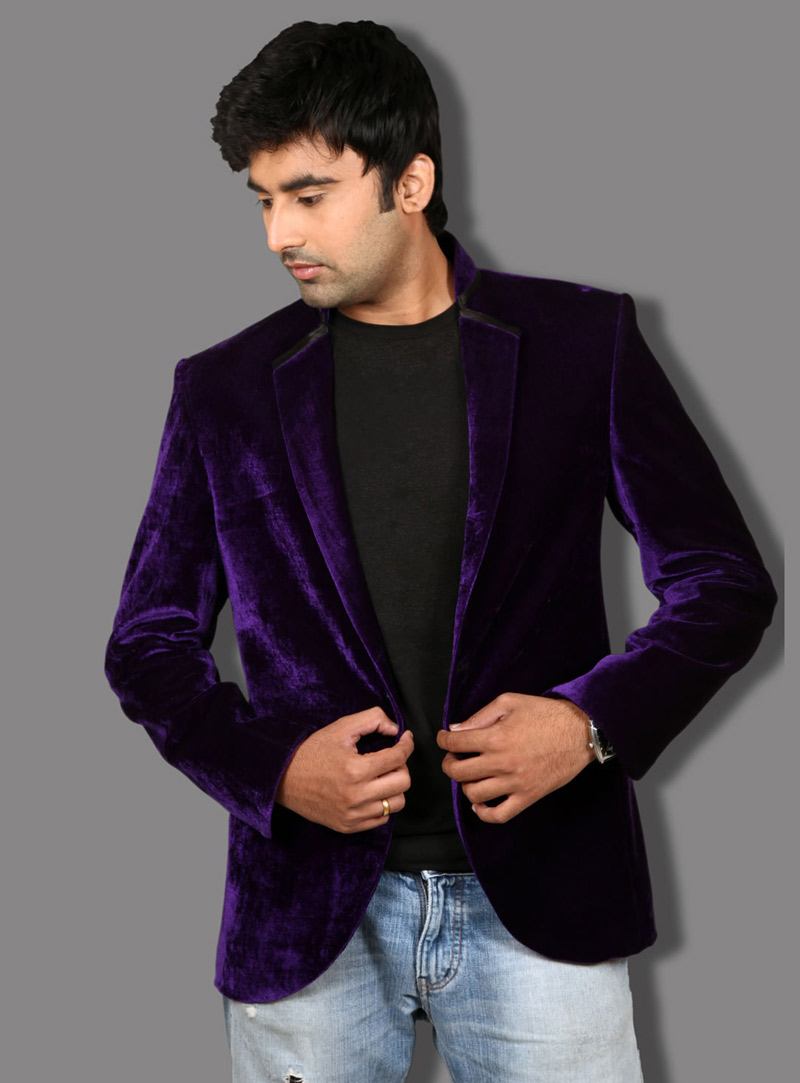 Purple Velvet Readymade Blazer 124532