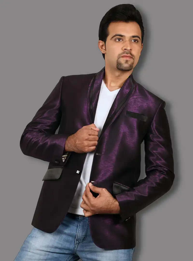 Purple Satin Readymade Blazer 124535
