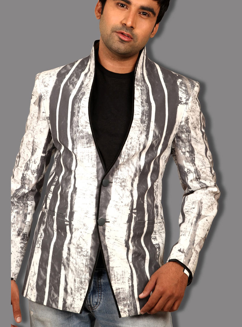 Grey Linen Readymade Blazer 124538