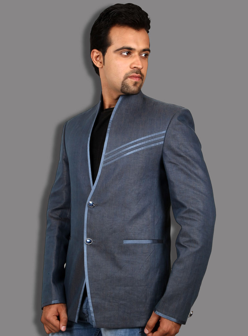 Grey Linen Readymade Blazer 124539