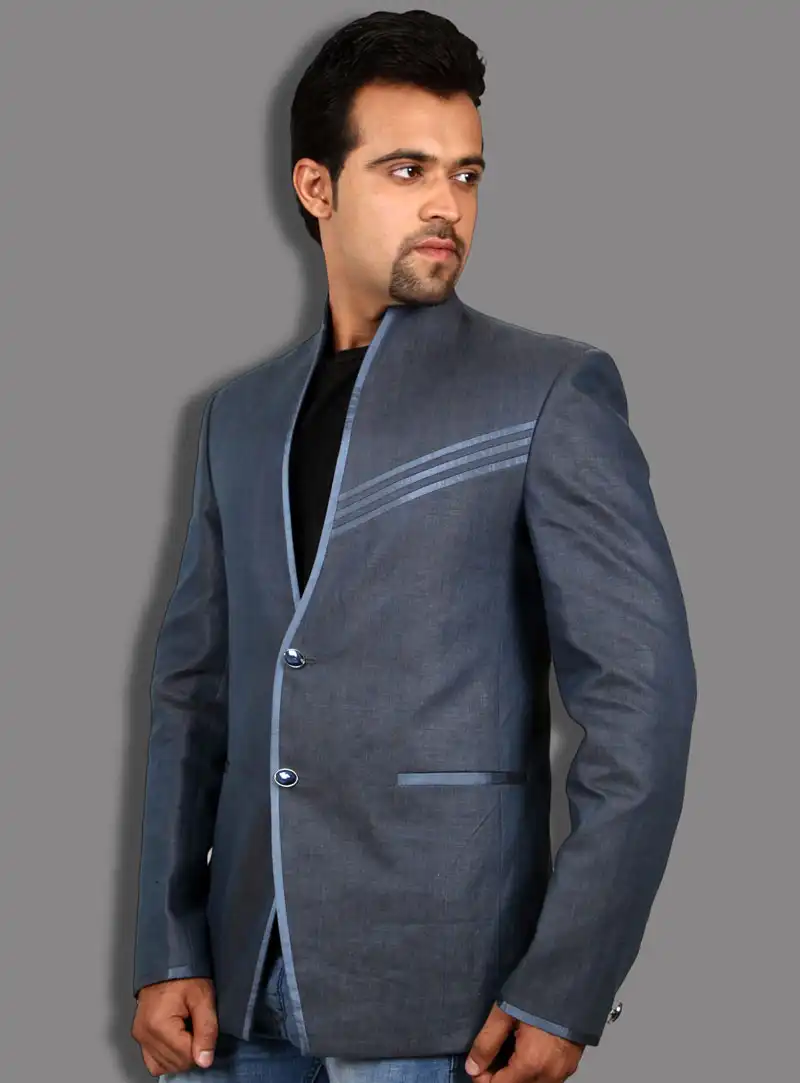 Grey Linen Readymade Blazer 124539