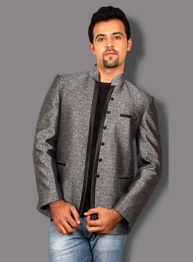 Grey Cotton Readymade Blazer 124541