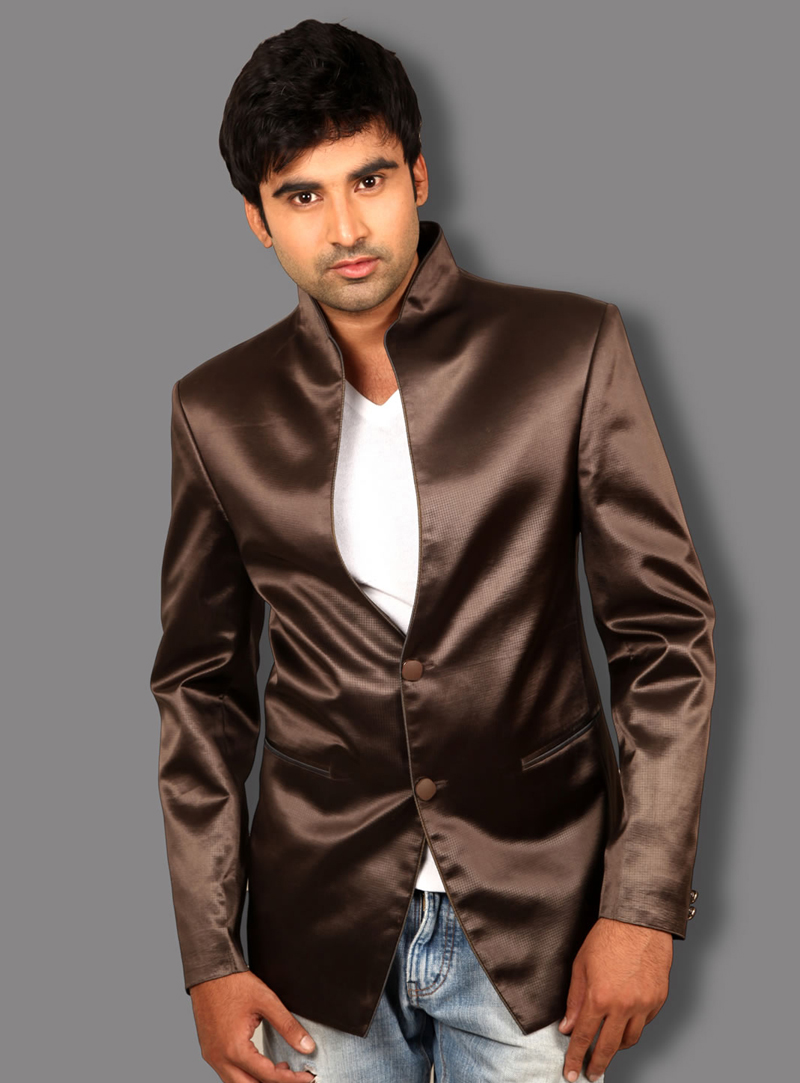 Brown Satin Readymade Blazer 124546