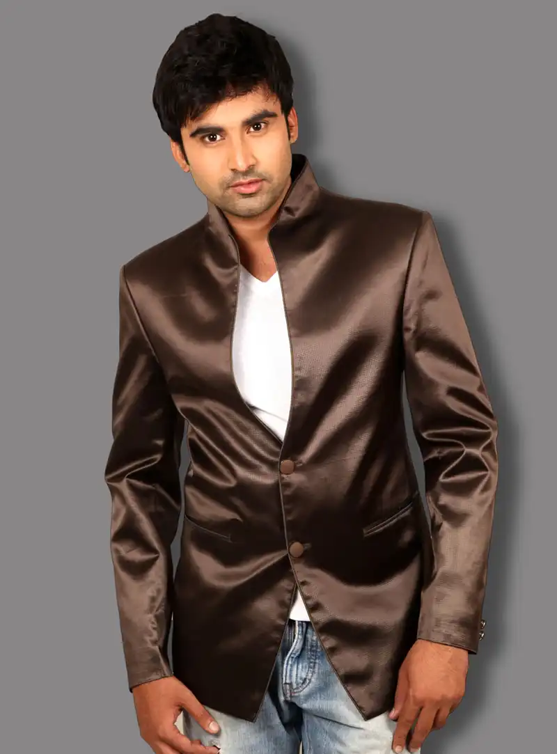Brown Satin Readymade Blazer 124546