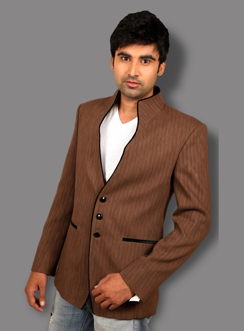 Brown Linen Readymade Blazer 124548