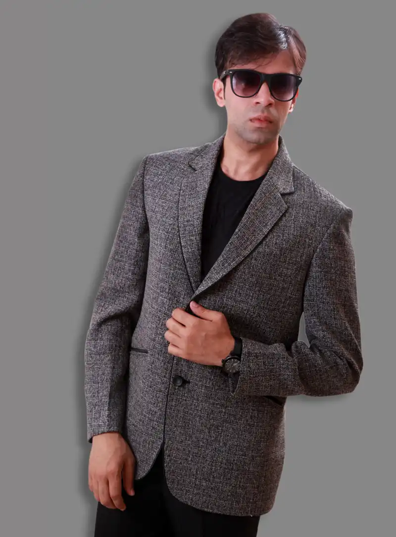 Grey Linen Readymade Blazer 124556