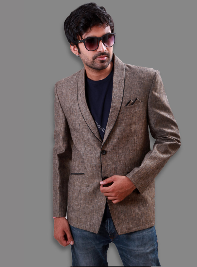 Light Brown Linen Readymade Blazer 124557