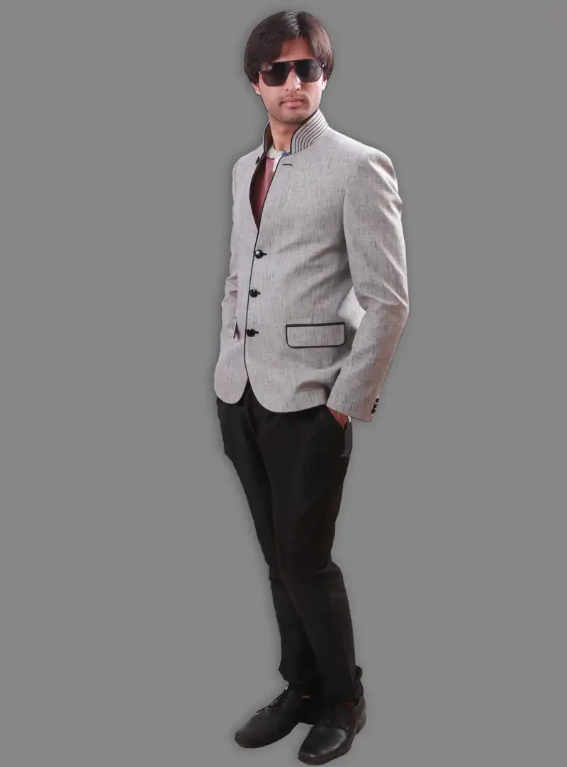 Off White Linen Readymade Blazer 124558