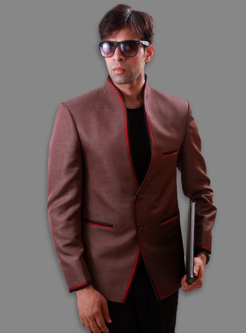 Brown Linen Readymade Blazer 124559