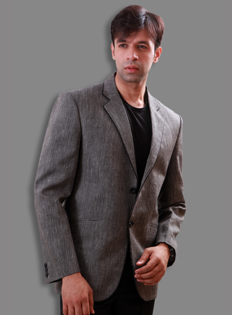 Grey Linen Readymade Blazer 124562