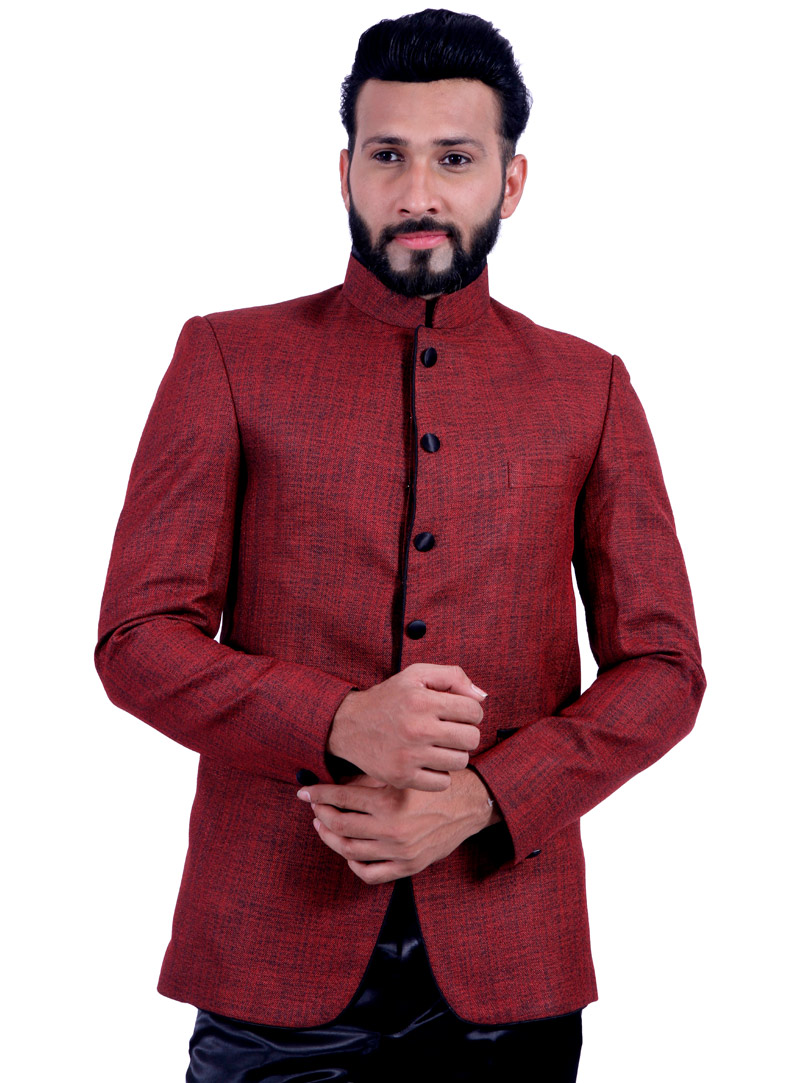 Red Linen Readymade Blazer 124574