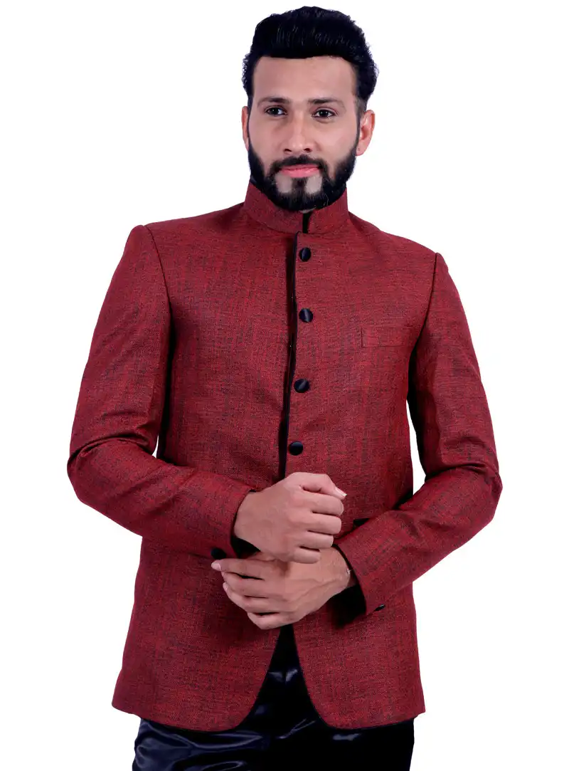 Red Linen Readymade Blazer 124574