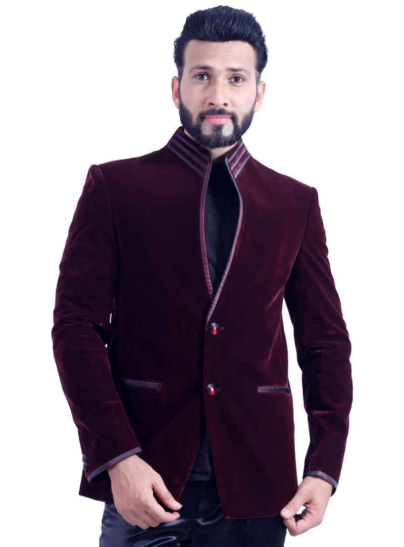 Maroon Velvet Readymade Blazer 124577