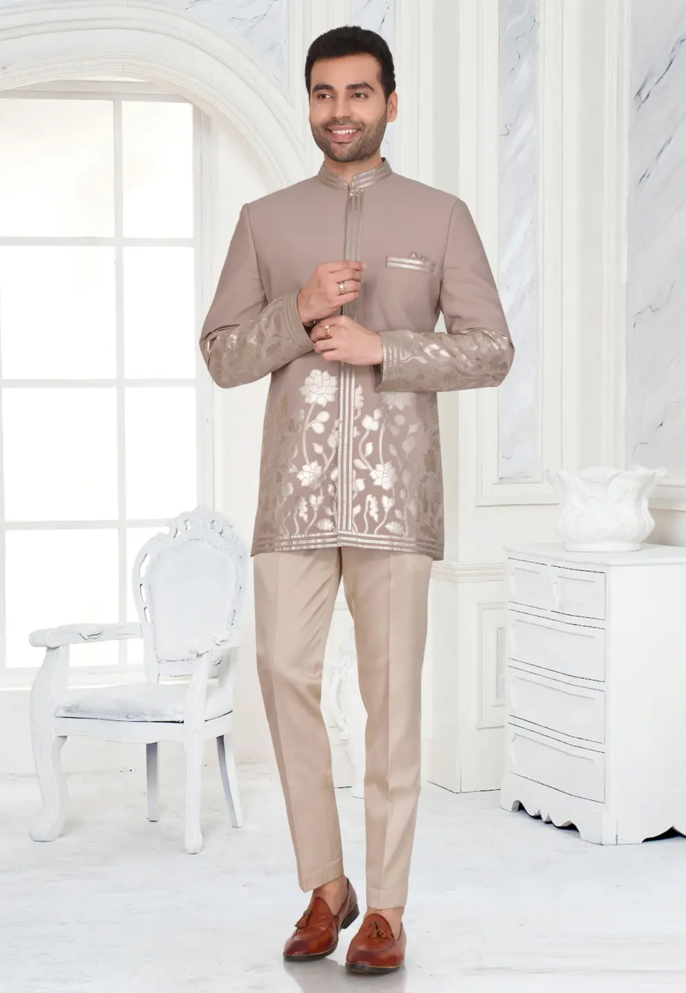Beige Armani Jodhpuri Suit 335426