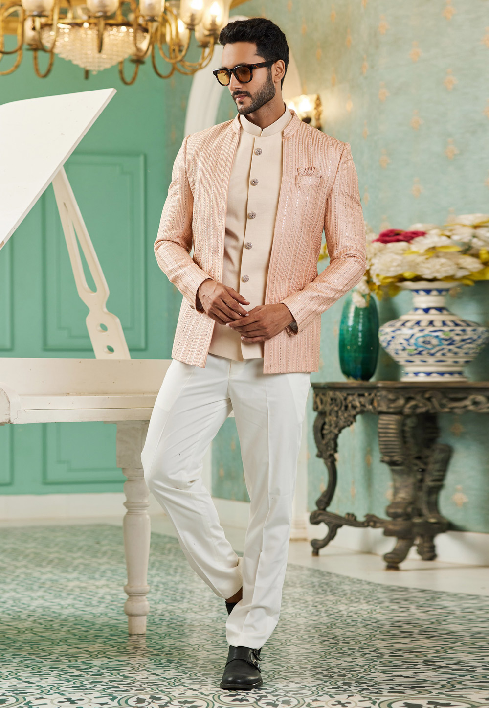 Beige Art Silk Jodhpuri Suit 278290