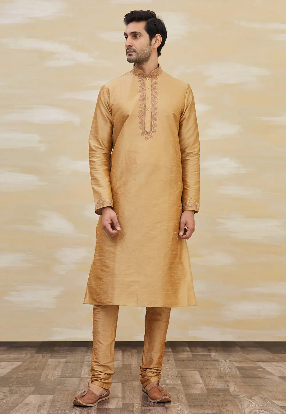 Beige Art Silk Kurta Pajama 300279