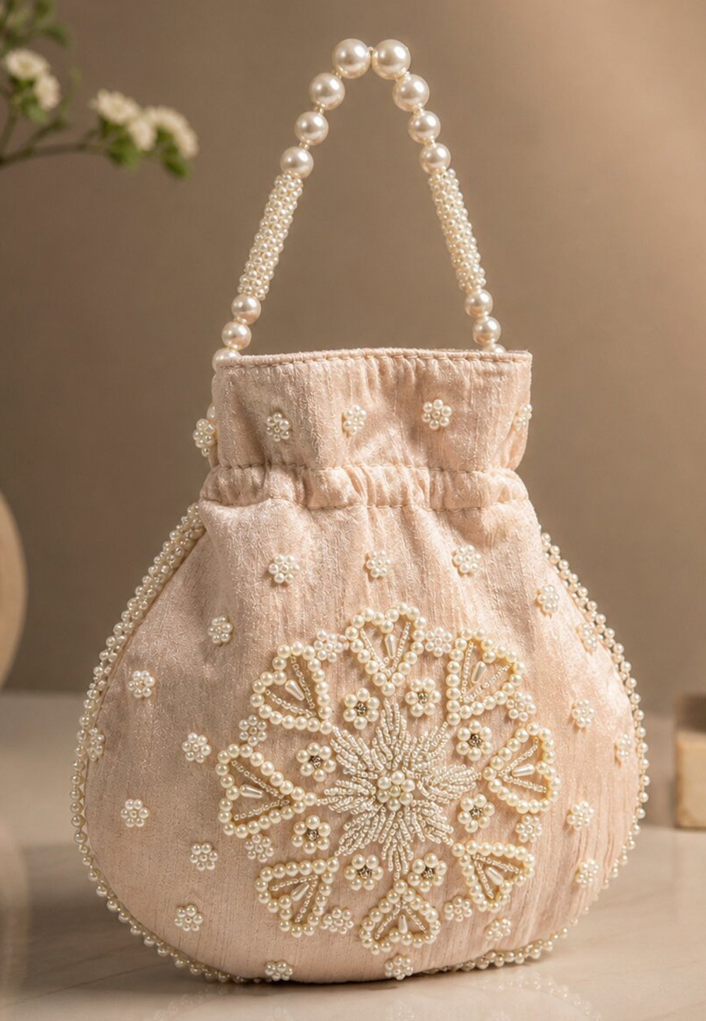 Beige Art Silk Potli Bags 329278